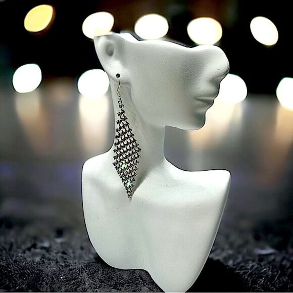 4” Dangle Drop Earrings l Bridal, Festive, Formal l Hook l New - Picture 1 of 12